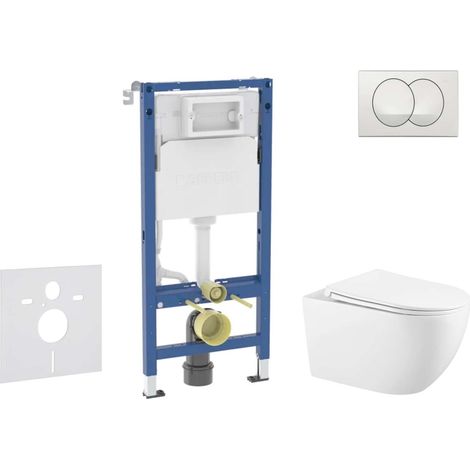 Geberit – Set de bâti-support WC suspendu avec cuvette Gaia et abattant softclose – Plaque de déclenchement Delta – SANI11CA3143B