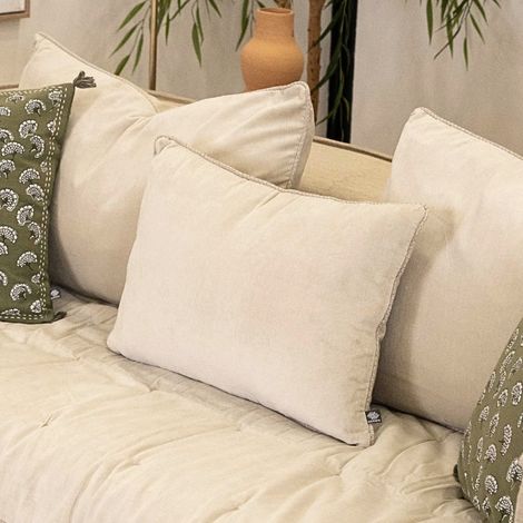 Coussin en velours réversible Naturel 50x80 cm (1/2)