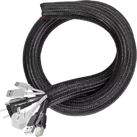 Manchon de câble, extensible, matériau TPE durable, Noir 5M (1/2)