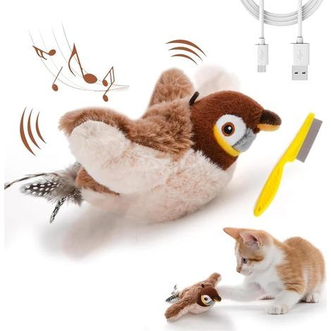 Cat Toy, Interactive Flying Bird, Realistic Plush Toy, Rechargeable, For Adult Kittens (1/5)