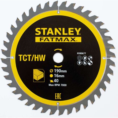 Stanley Accessoires - Lame de scie à bois 190x16 mm, 40 dents STA13365-XJ (1/2)
