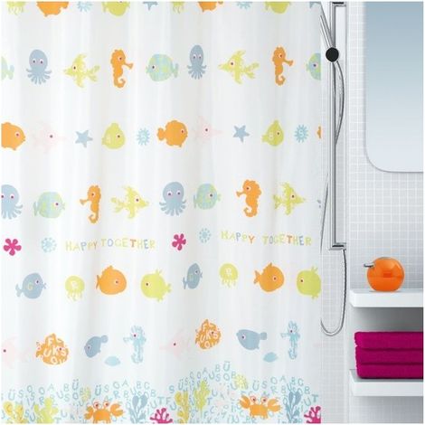 Rideau de douche Polyester HAPPY FISH 180x200cm Multicolor Spirella