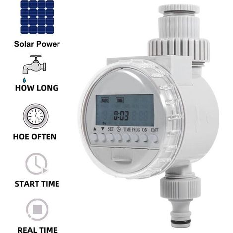 Minuteur d'arrosage solaire, dispositif d'arrosage automatique programmé pour le jardin, contrôleur d'arrosage intelligent, système d'irrigation goutte à goutte automatique (1/5)