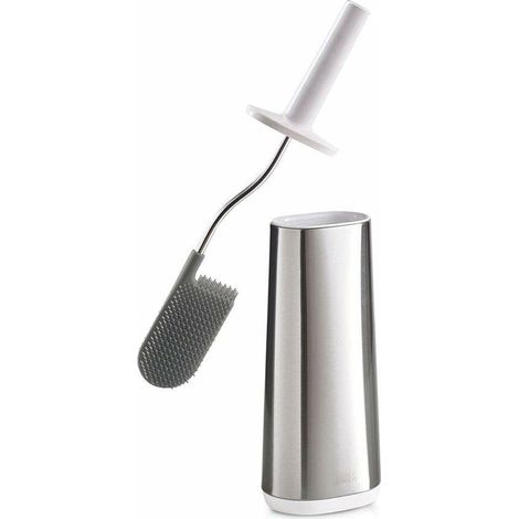 Cepillo de baño de acero inoxidable Joseph Joseph Flex diseño higiénico y flexible cabezal en forma de D para una limpieza eficaz y almacenamiento ordenado color gris claro