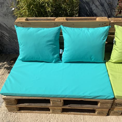Ensemble de coussins palette en tissus téflon supérieur Turquoise 80x120x5 cm (1/3)