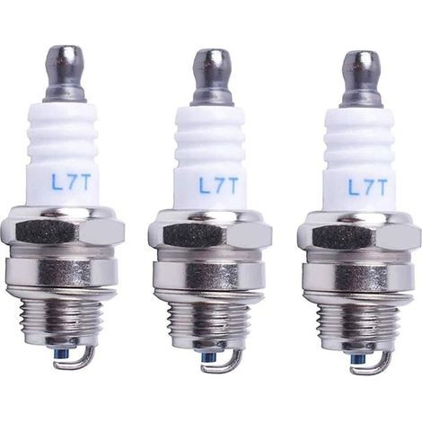 Bougie d\'allumage L7T Tronçonneuse Tondeuse à gazon Petit Moteur Accessoire Pièces Compatible avec Hus-qvarna Rep NGK BPMR7A 4626 Equivalence RCJ6Y Champion Bosch WSR6F,Pack de 3 (1/4)