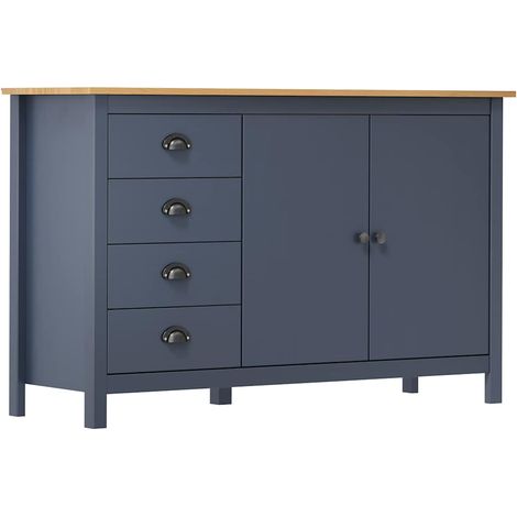 Mesita de noche Hill madera maciza de pino gris 130x40x80 cm (1/4)