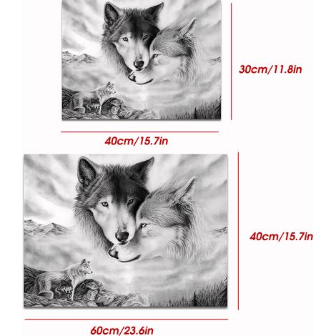 Tableau loup animal sans cadre en toile tissu non tissé imperméable déco mur salon chambre restaurant (1/3)
