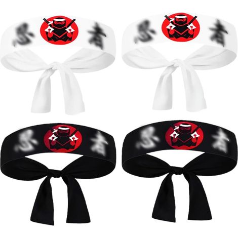 Pulseras Ninja, accesorios para fiestas, decoraciones de cumpleaños infantiles, recuerdos de fiesta (2 negras + 2 blancas) (1/5)