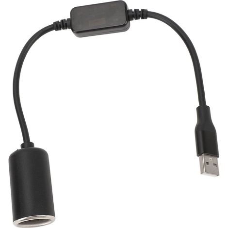 Adaptateur USB mâle vers prise allume-cigare 12 V 8 W femelle, câble convertisseur d'alimentation pour enregistreur de conduite, caméra embarquée, GPS et bandes lumineuses LED de voiture (1/5)