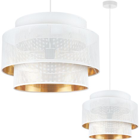 Asti Trio Hängelampe, weiß und gold, 45 cm, Netzgewebe (1/5)