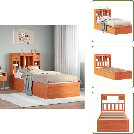 Cama de pino - vidaXL Estructura de cama sin colchón madera maciza marrón 75x190 cm - Cabecero de cama