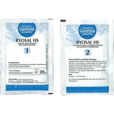 Lievito selezionato + attivante di fermentazione gr.20 byosal hs - gr.20 lievito + gr.20 attivante - 10 pz