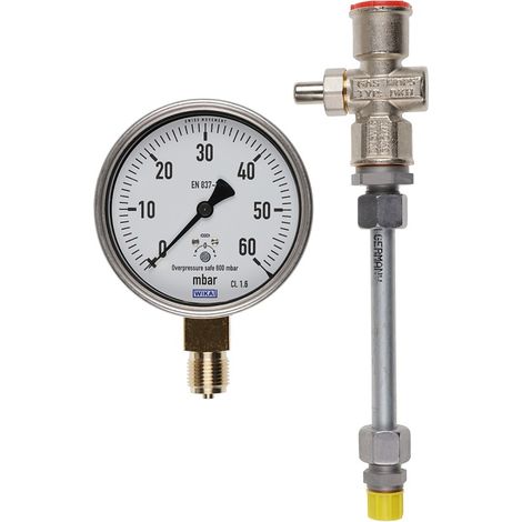 Manometer 0-60 mbar mit Druckknopfhahn Ausf. A G1/4 - 15133626772 von Weishaupt