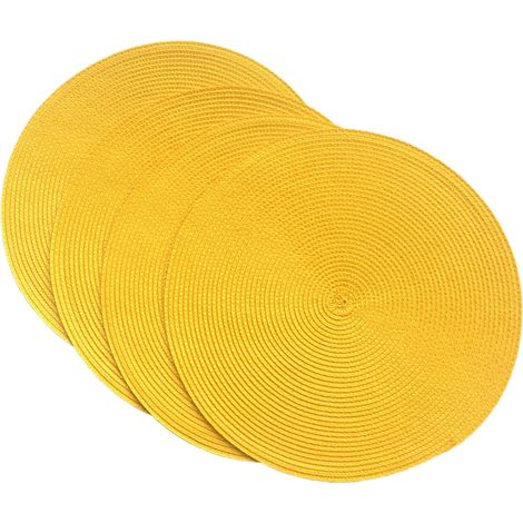 Sets de table ronds tressés en polypropylène, lot de 4 jaunes'Jaune'Jaune'-