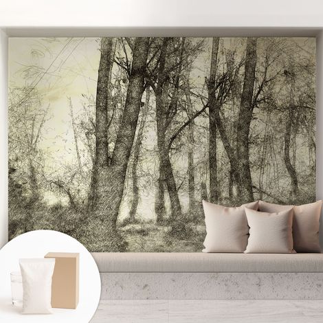 Tapete Vliestapete mit Kleber- abwaschbar - Raumgestaltung Schlafzimmer Wohnzimmer Tapete Waldmelancholie 208x146 cm (1/5)