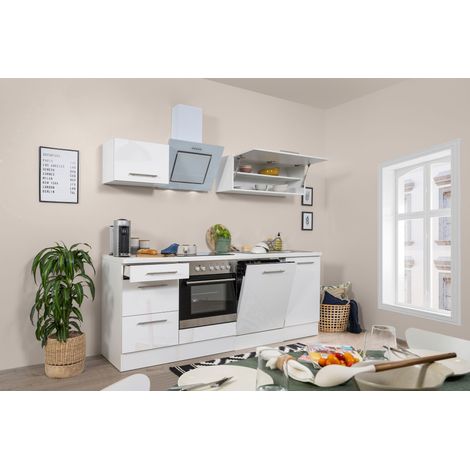 Cuisine Kitchenette Bloc cuisine blanc Amanda 220 cm Respekta Premium