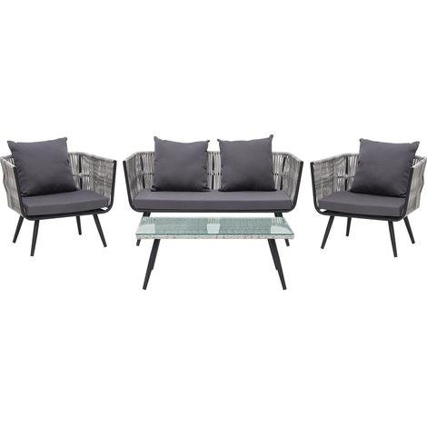 Garden Lounge Set with Table 4 Seater RAGUSA PE Rattan Grey (1/5)