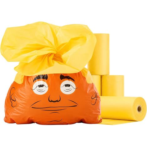 Lustige Hundekotbeutel 2026, 60er-Packung, wasserdicht und dick, Reinigungsbeutel für Hundespaziergänge, originelles Geschenk, gelb (1/5)