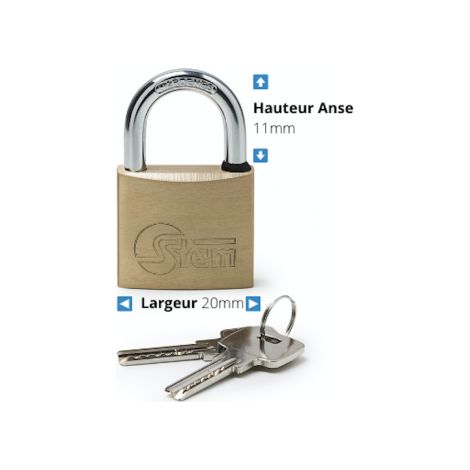 Cadenas en laiton STEM avec anse Largeur 20mm Hauteur 11mm (1/2)