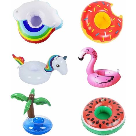 Ensemble de 6 porte-gobelets gonflables, porte-gobelets gonflables pour spa, jouet gonflable pour piscine, idéal pour les fêtes, les vacances et la natation. (1/4)