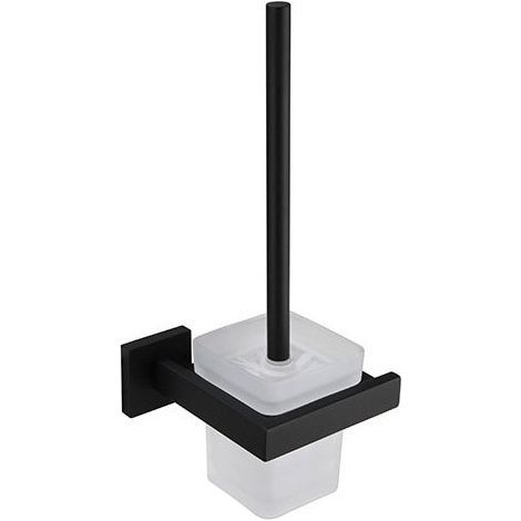 Porte Brosse Toilettes et Support en Verre Brosse à Toilette Murale en Acier Inoxydable 304 finition satinée noire pour Salle de bains( Brosse Inclus) (1/5)