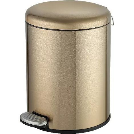 Une poubelle de salle de bain en acier inoxydable, poubelle à pédales, 6L,Champagne d'or (1/2)