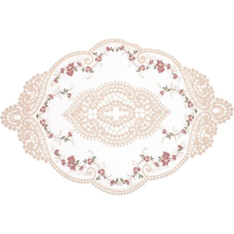 napperon brodé en dentelle ajourée, décoration de table créative-38.00X26.00X0.10CM (1/3)