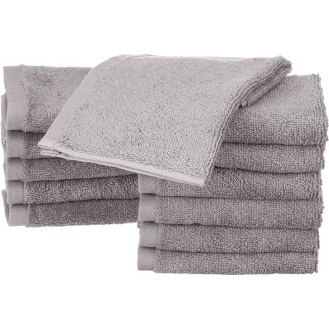 Lot de 12 petites serviettes en coton, Gris-DOU