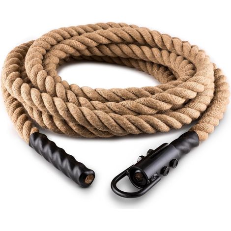 Power Rope H4 Corde d'entraînement de 4M (3.8CM, Corde de Chanvre, Fixation Plafond pour Grimper, Fibres Naturelles de Chanvre, Robuste et optimale) (1/5)