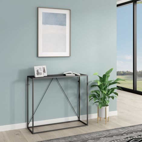 Tavolo a Consolle Austevoll in Acciaio 90 x 30 x 80 cm - Nero [en.casa] (1/5)