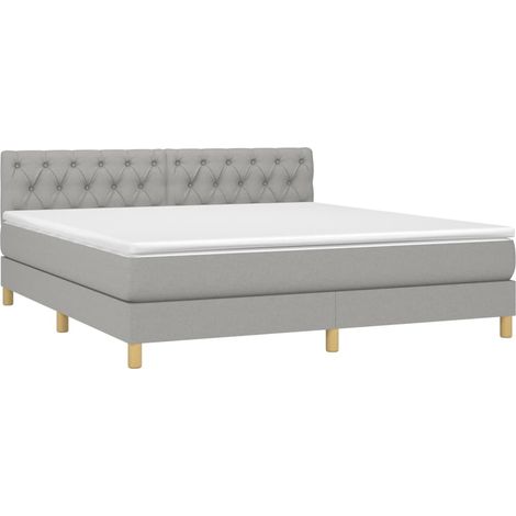 Struttura letto LED con coprimaterasso testiera boxspring 160x200 cm tessuto grigio chiaro TDL0207823