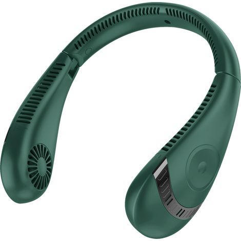 Ventilateur de cou pliable sans pales, 360° 3 vitesses, batterie 5000 mAh, mains libres, silencieux (vert)