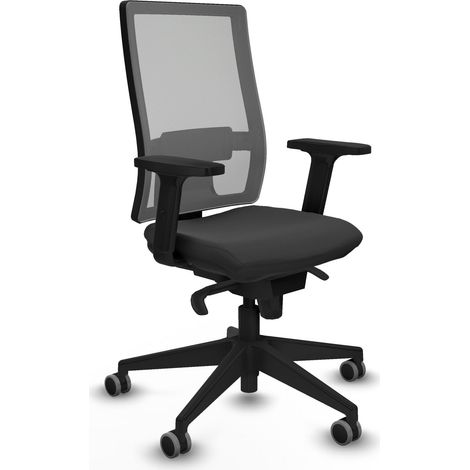 Horna sincro malla gris similpiel gris oscuro brazos 2D base piramidal  ruedas 65mm engomadas (1/5)