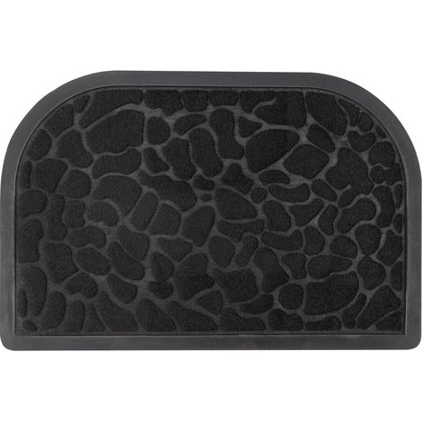 Zerbino gommato, PVC, poliestere, semicircolare, harry, 60 x 40 cm, arrotondato, semicerchio, motivo n. 3, nero, ciottoli, motivi convessi (1/3)