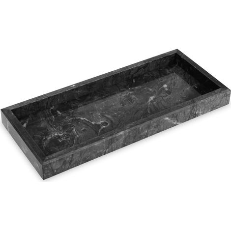 1 Plateau Marbre Naturel, Rectangulaire Noir, Organisateur Savon Bijoux, Pour Salle De Bain Cuisine Salon