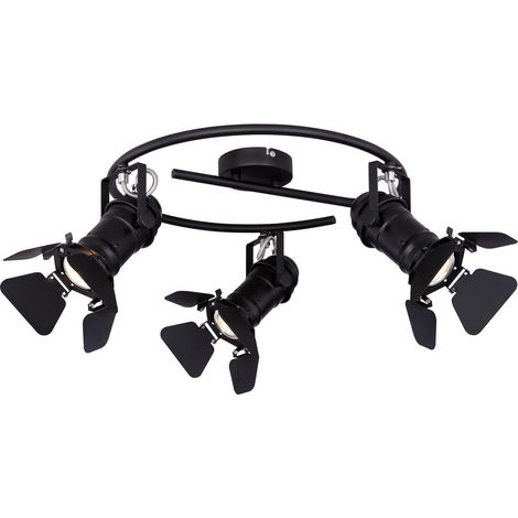 Spots de plafond en grappe noirs 3x GU10