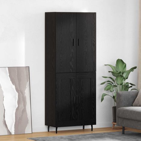 vidaXL  Highboard  2 pcs Black oak Engineered Wood and Glass