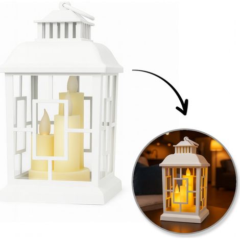 Lanterna decorativa a LED con candele finte, 12x23 cm, da terra (1/2)
