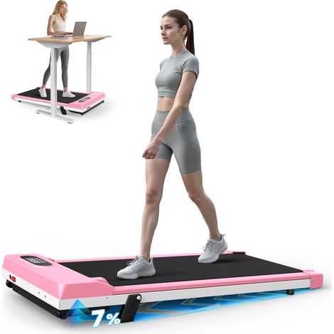 BIGZZIA 2 en 1 Tapis de Course, 1-8KM/H Walking Pad, Tapis de Marche Bureau, Treadmill Compact pour la Maison et Le Bureau, Moteur 2.5 HP, Télécommande, Affichage LED, Capacité 120kg-rose (1/5)