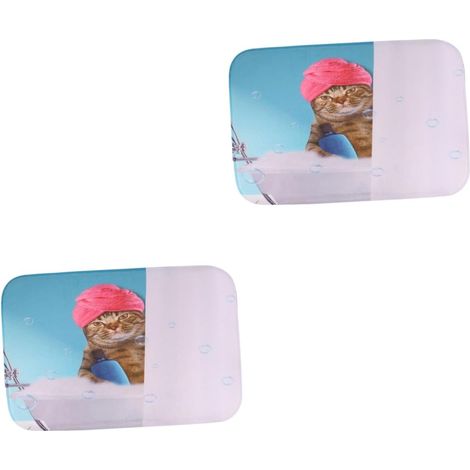 2pièces Tapis Polyester avec Motif De Chat Antidérapant Et Absorbant pour Décoration Intérieure Et Confort (1/5)