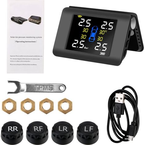 (Externe) Moniteur pliable SolarCar Capteurs de véhicule Système de surveillance de la pression des pneus Outils de diagnostic des pneus Testeur Accessoires automobiles (1/5)
