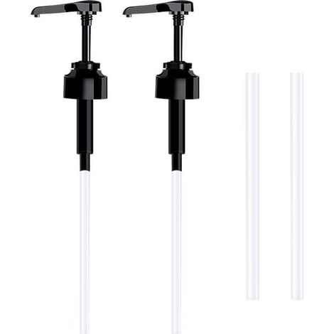 Lot de 2 Pompe doseuse bidon 5 litres Bouteille Pompe Vide(Noir), réutilisables Flacon Pompe Vide Plastique Remplacement de 38 cm pour contenants d'assaisonnement de Liquide de Salle de Bain (1/4)