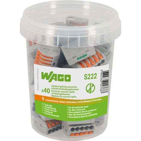 Wago – Borne de connexion automatique 5 entrées 0.08 à 4 mm² – Courant maximal 32 A – Raccordement sans outils – Pour câbles souples et rigides