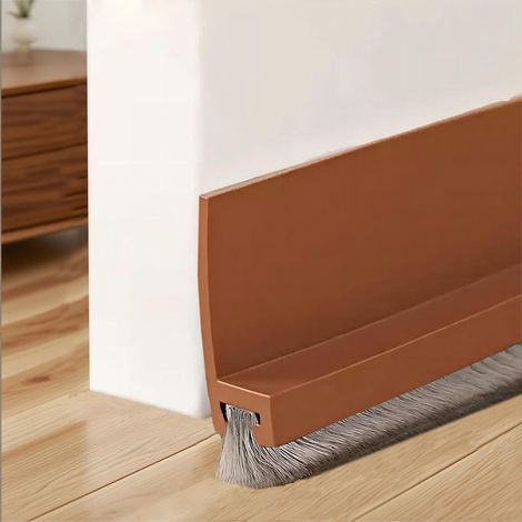 Door Bottom Brush, 100 cm, Anti-Draught, Sealing Door Bottom of the Door Insulation, Insulation Brush Seal, Brown (1/5)