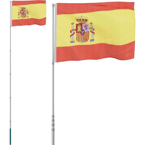 vidaXL Mástil y bandera de España aluminio 5,5 m (1/2)