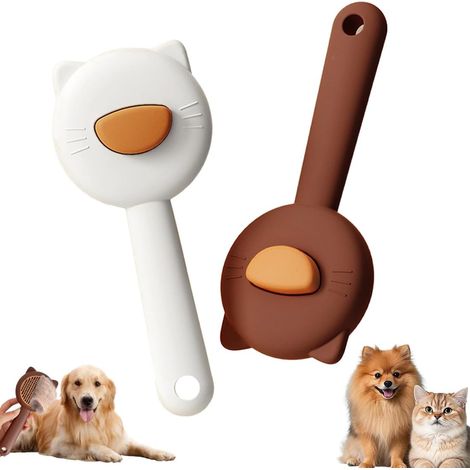 Set di 2 spazzole autopulenti per gatti, adatte a gatti a pelo lungo o corto, ideali per la toelettatura, la rimozione del sottopelo e il massaggio.