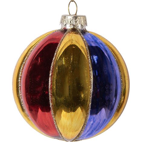 Boule de Noël en Verre Multicolore 8 x 8 cm Décoration Festive pour Sapin de Noël - PANGIVO (1/2)