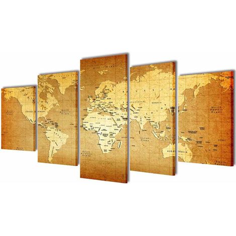 vidaXL Set de toiles murales imprimées "Carte du monde" 100 x 50 cm (1/3)
