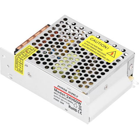 Alimentation 24V 60W pour ruban LED, transformateur régulée à découpage